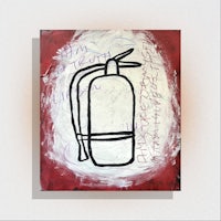 a painting of a fire extinguisher on a white background