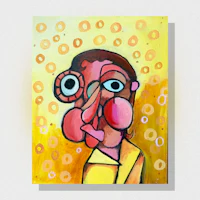 a painting of a man with a yellow shirt