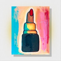 a painting of a lipstick on a colorful background